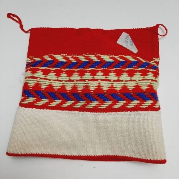 Retro 80's CAPPELLO 100% Wool Intarsia Geo Pattern Knit Beanie Hat w/ Pom-Pom OS - Picture 12 of 14